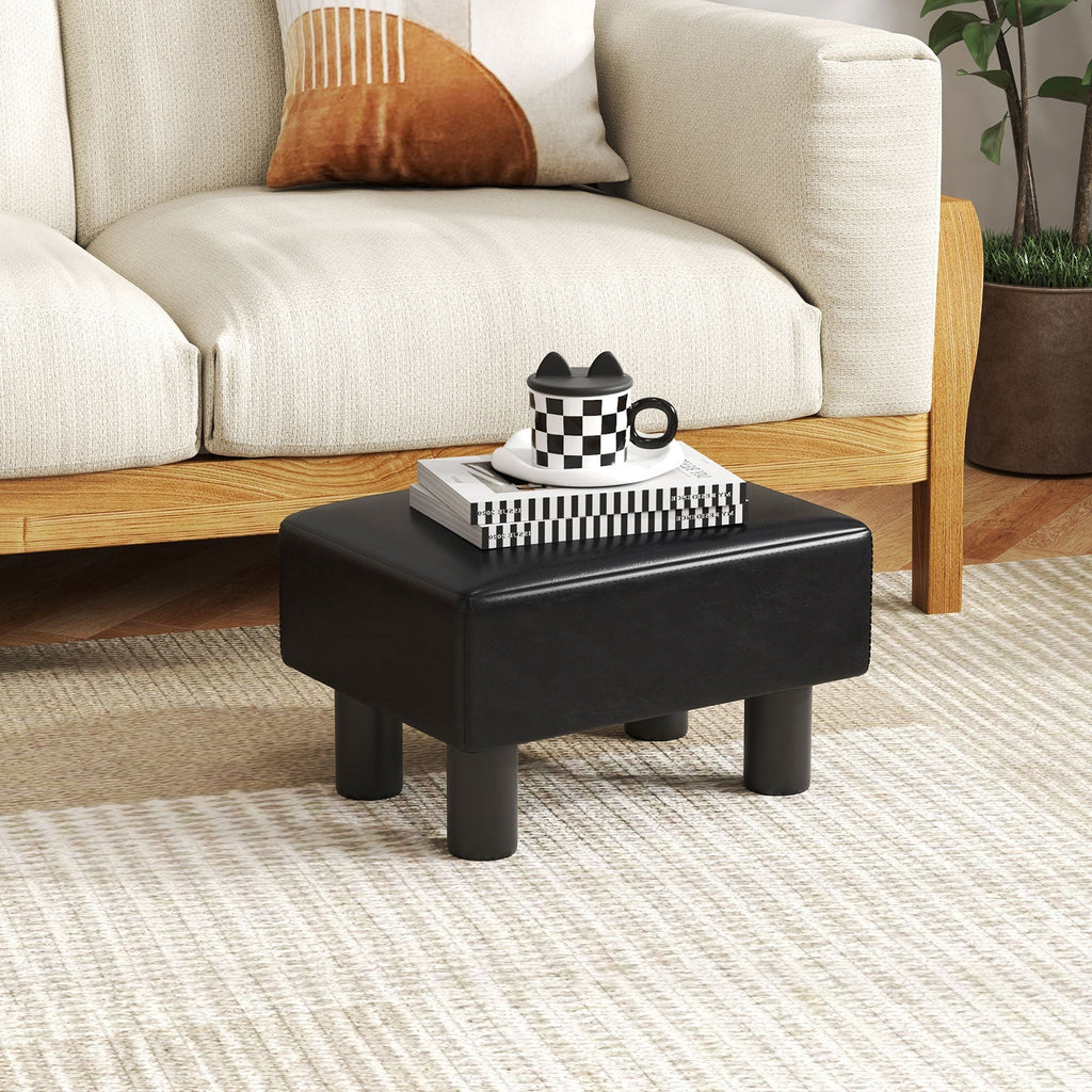 Small PU Leather Rectangular Seat Ottoman Footstool