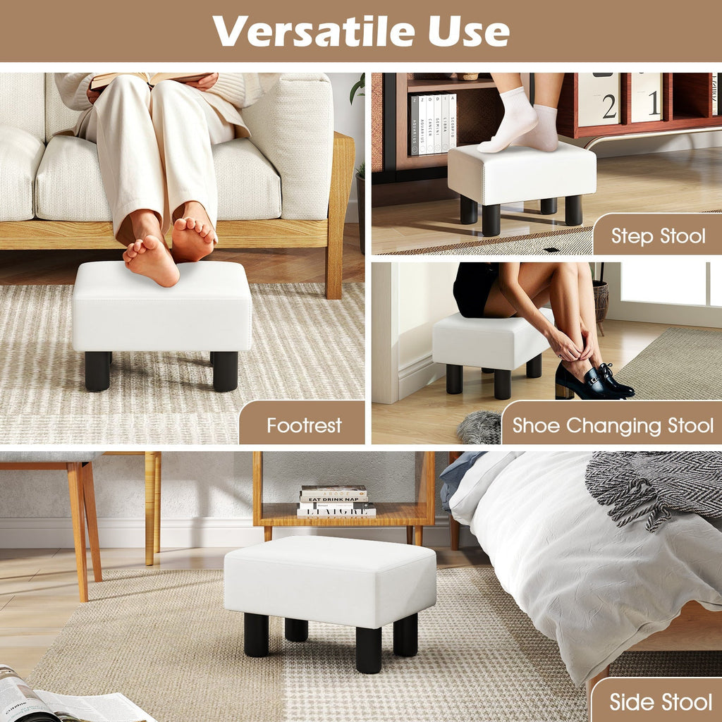 Small PU Leather Rectangular Seat Ottoman Footstool