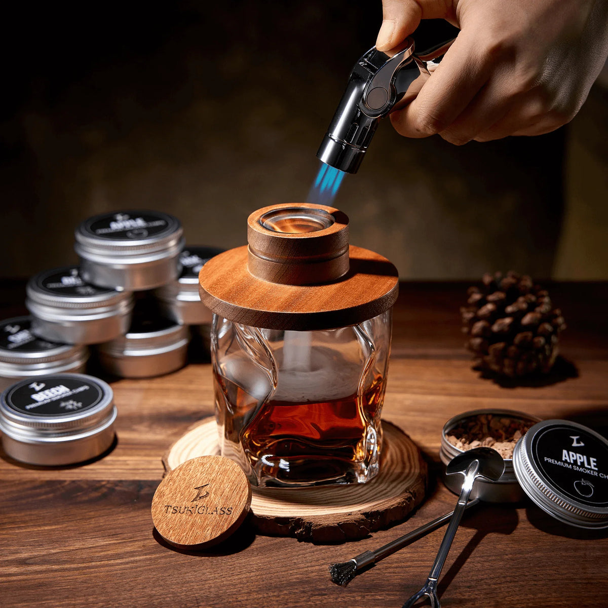 Tsuki Smoker Kit For Whisky & Cocktails (With Torch)