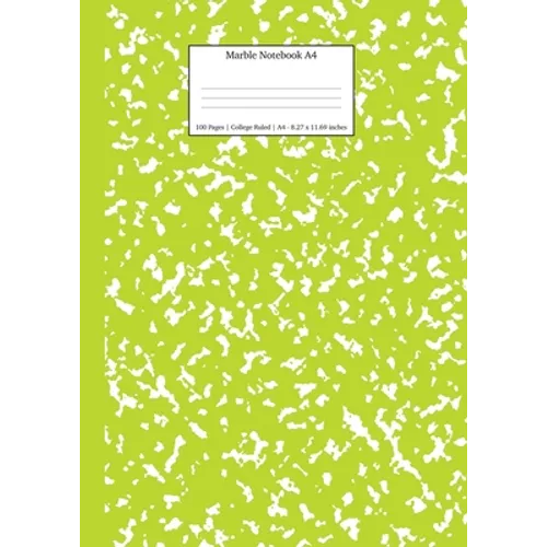 Marble Notebook A4: Green Marble College Ruled Journal - Paperback