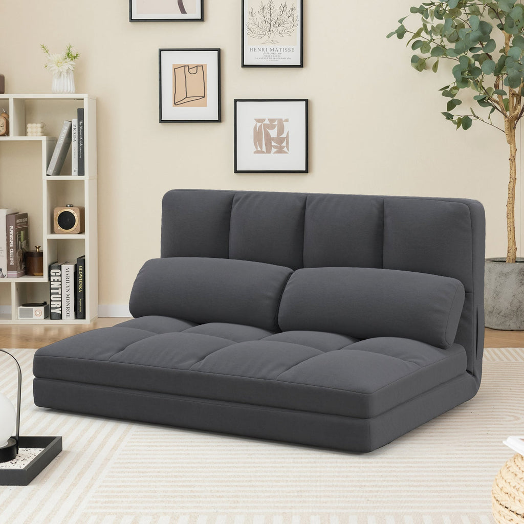 Floor Sofa Bed with 6 Positions Adjustable Backrest Skin-friendly Velvet Cover