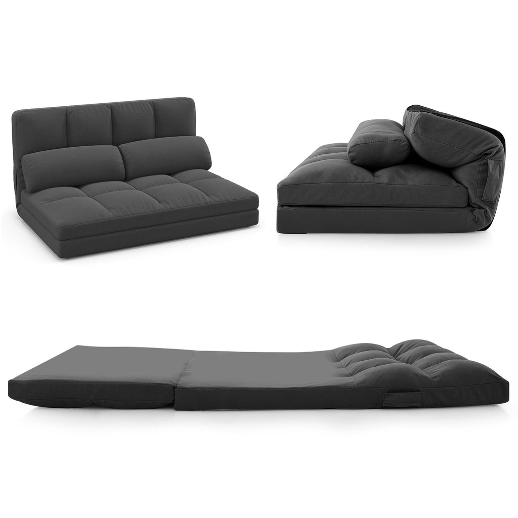 Floor Sofa Bed with 6 Positions Adjustable Backrest Skin-friendly Velvet Cover