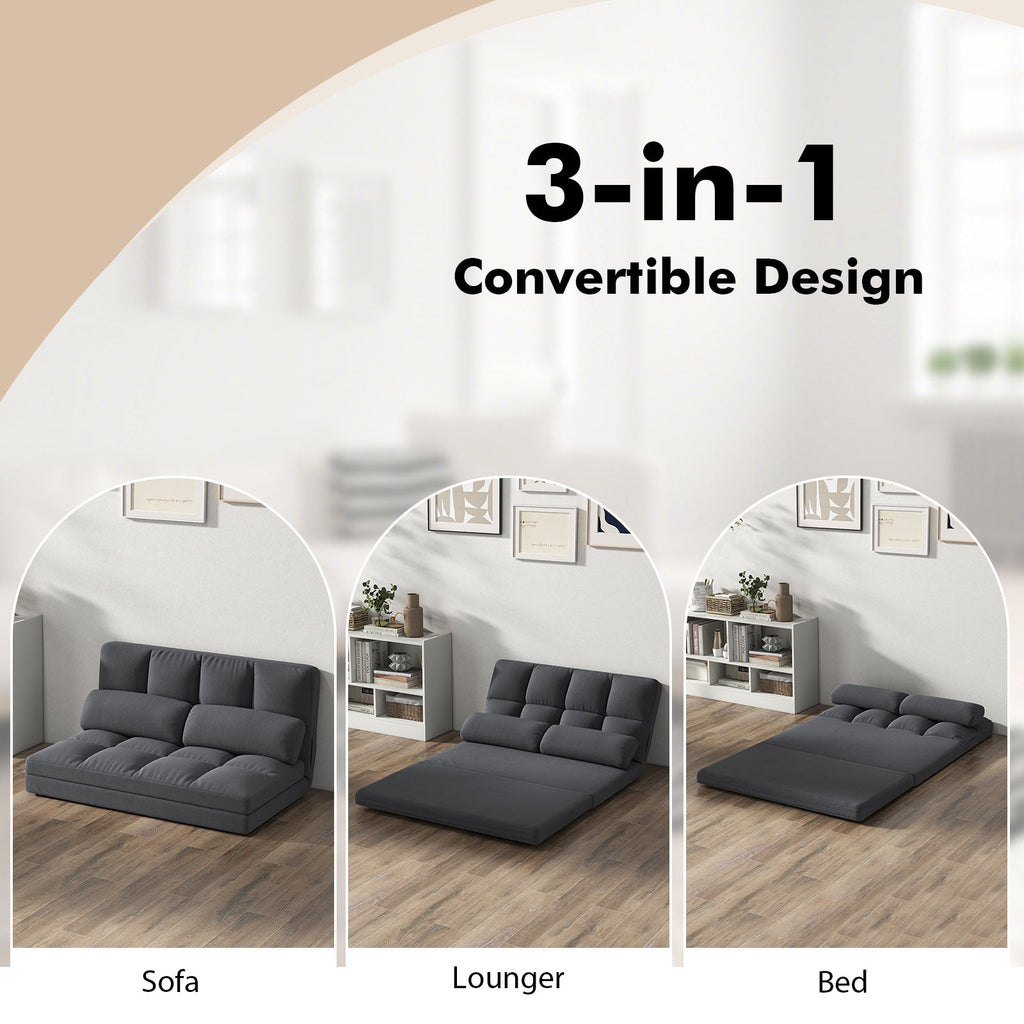 Floor Sofa Bed with 6 Positions Adjustable Backrest Skin-friendly Velvet Cover
