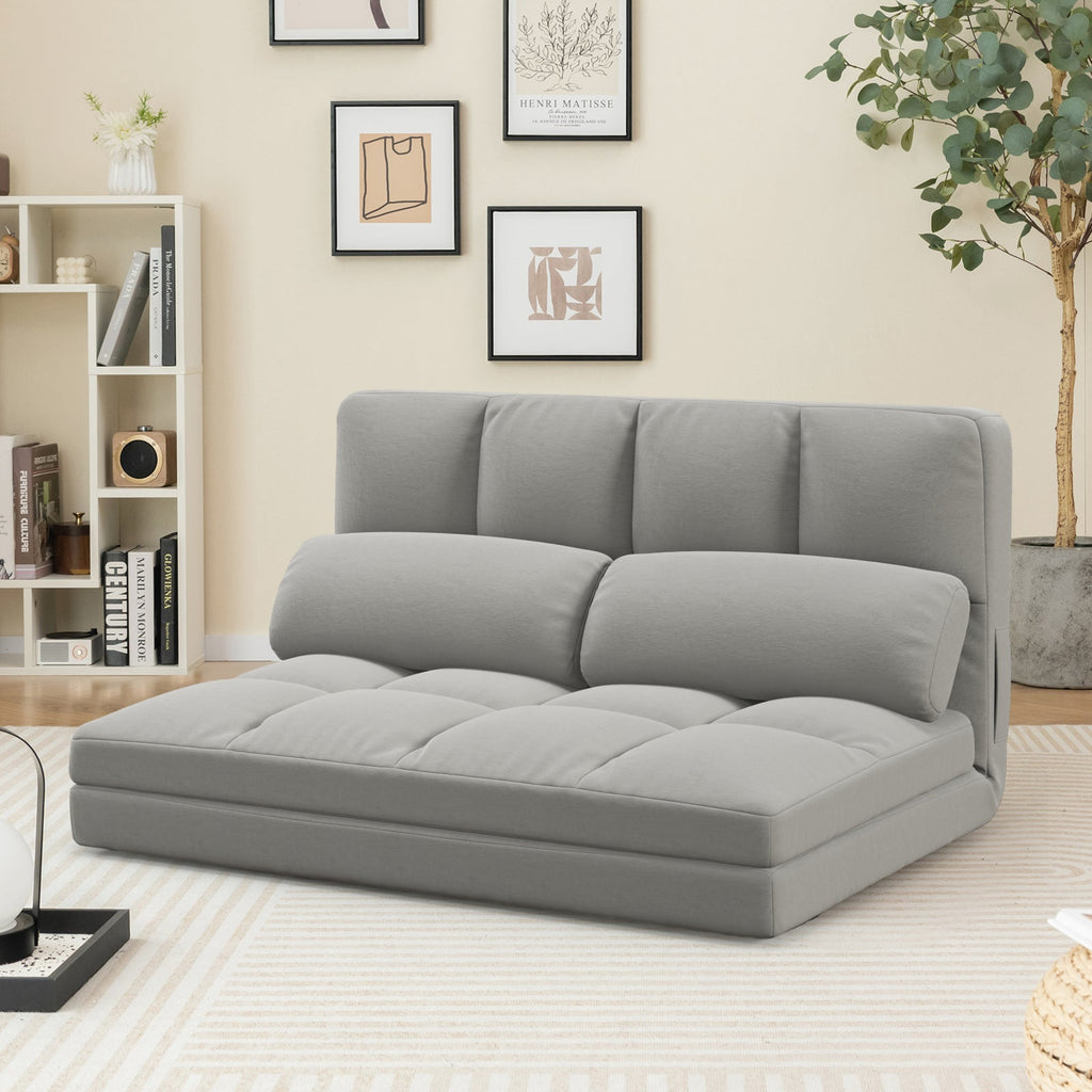 Floor Sofa Bed with 6 Positions Adjustable Backrest Skin-friendly Velvet Cover