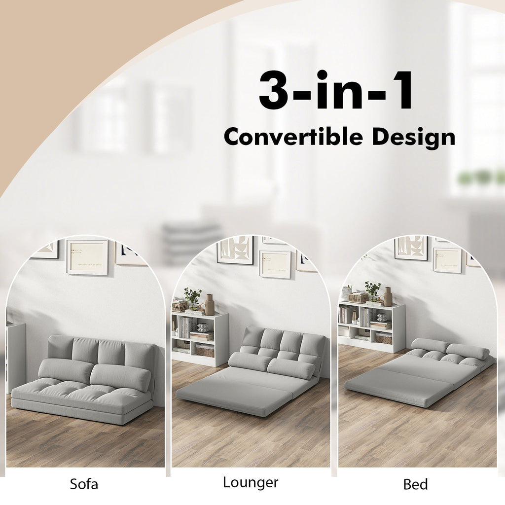 Floor Sofa Bed with 6 Positions Adjustable Backrest Skin-friendly Velvet Cover