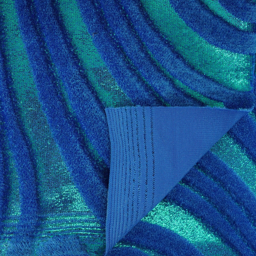 Sonic Swirl Embossed Foiled on Stretch Velvet Fabric | Blue Moon Fabrics