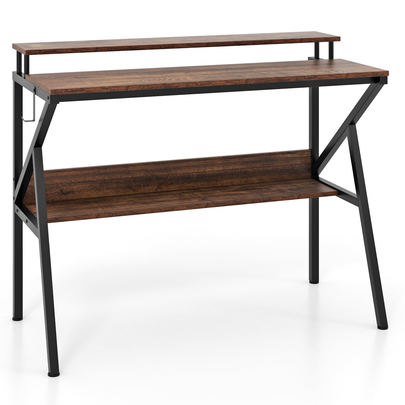 Space Saving Computer Desk with Monitor Stand and Extra Storage Shelf for Work Study