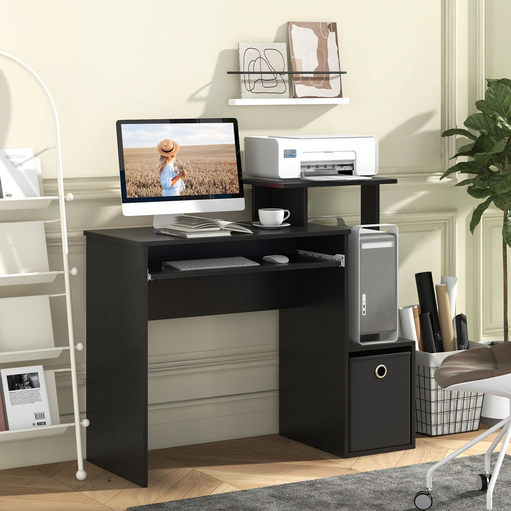 Space-saving Computer Desk with Pull-out Keyboard Tray