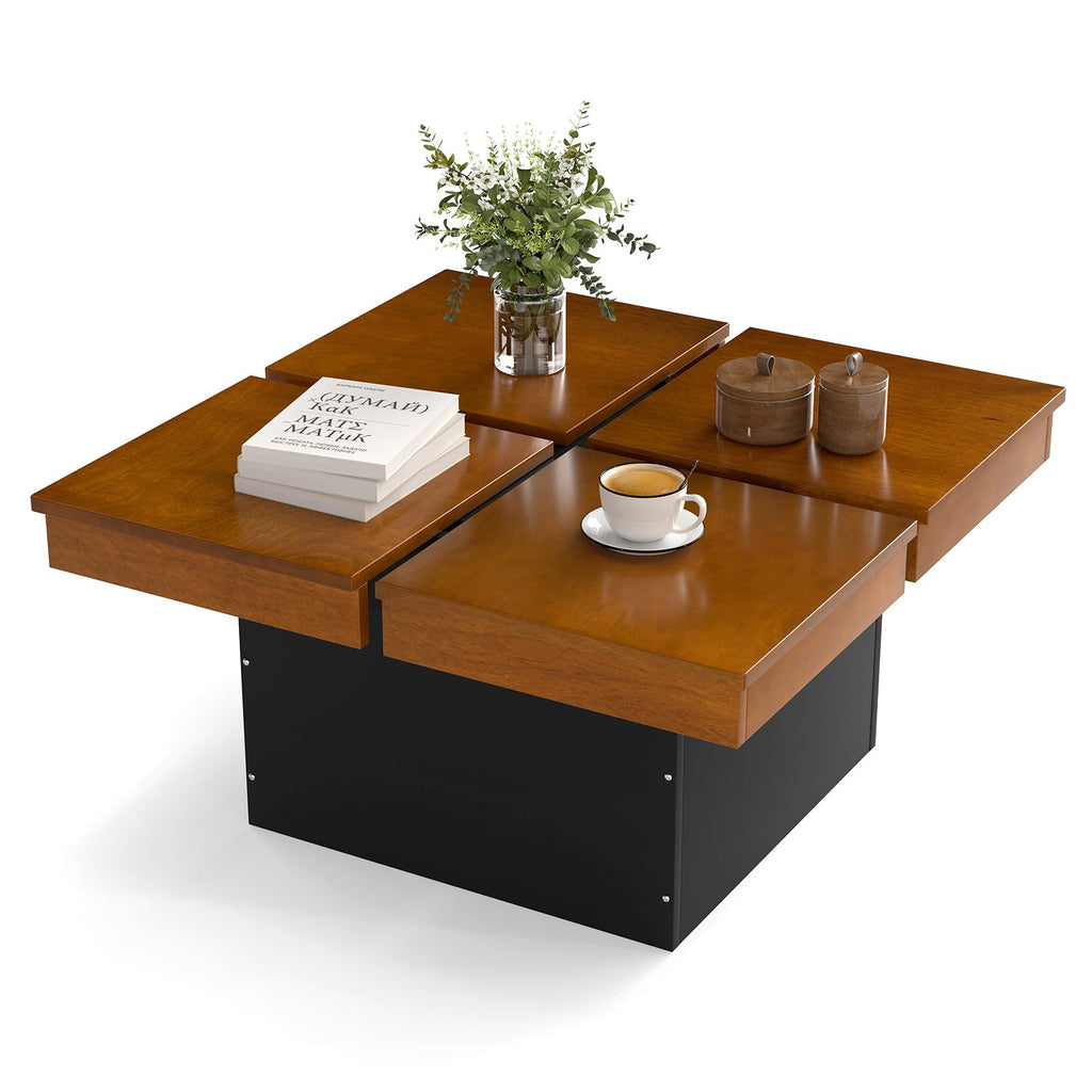 Square Coffee Table Mid Century Modern Center Table-Walnut