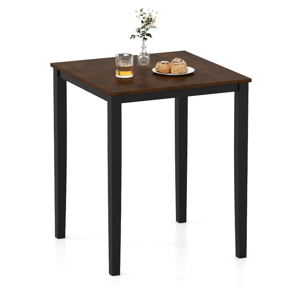 Square Dining Table with Solid Wood Frame for 4-Person