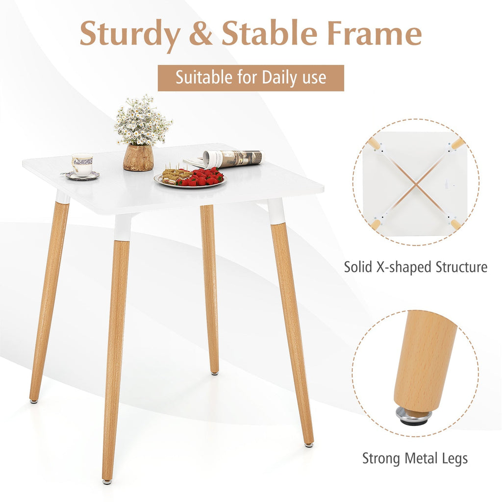 Square Dining Table with Adjustable Foot Pads for Dining Room Kitchen-White