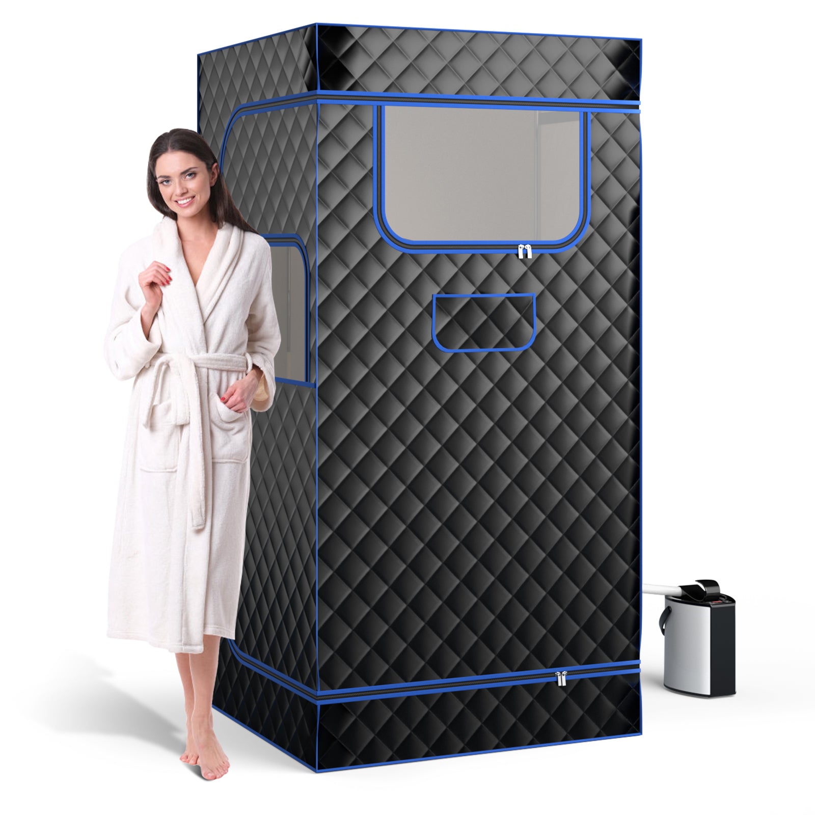 Portable Steam Sauna with 3L Steam Generator Remote Control Wood Foot Massager and Foldable Chair for Home