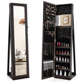 Standing Lockable Jewelry Storage Organizer with Full-Length Mirror