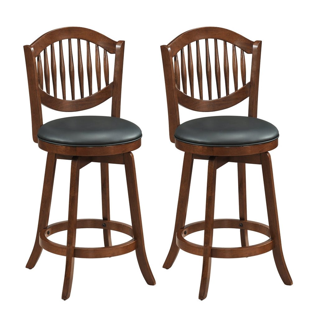Swivel Bar Stools Set of 2 with Backrest and Wood Frame