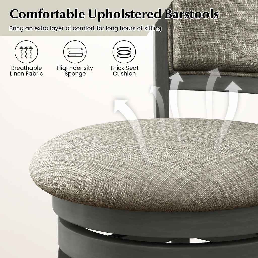 Swivel Bar Stools Set of 2 with Soft-padded Back and Seat