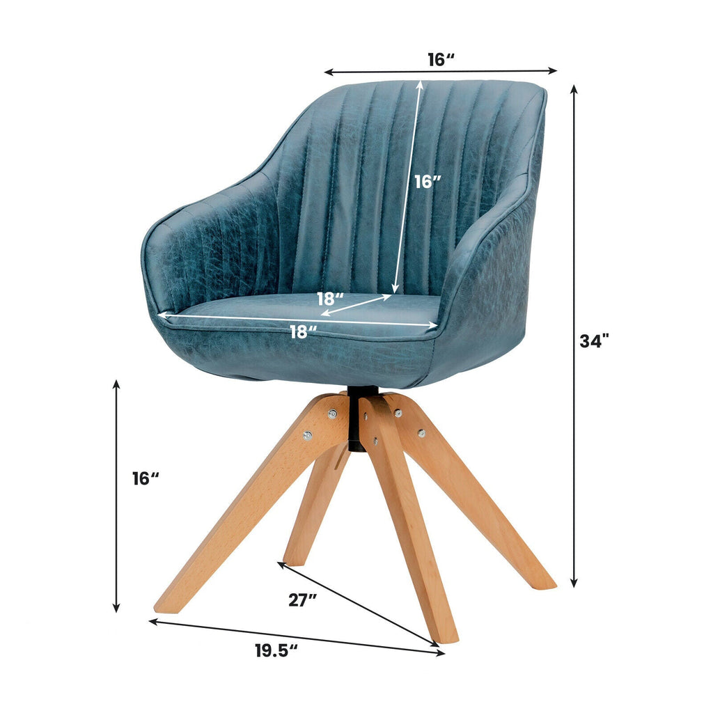 Modern Leathaire Set of 2 Swivel Accent Chair with Beech Wood Legs