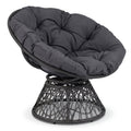 Swivel Papasan Chair Round Wicker Lounge Chair with Thick Cushion