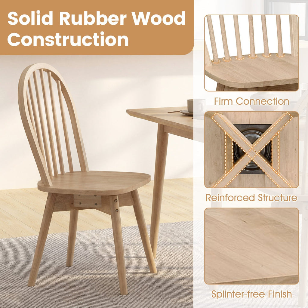 Swivel Windsor Dining Chairs Set of 4 with Solid Rubber Wood Frame