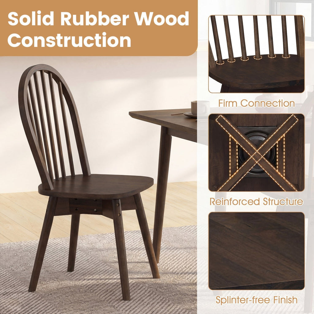 Swivel Windsor Dining Chairs Set of 4 with Solid Rubber Wood Frame