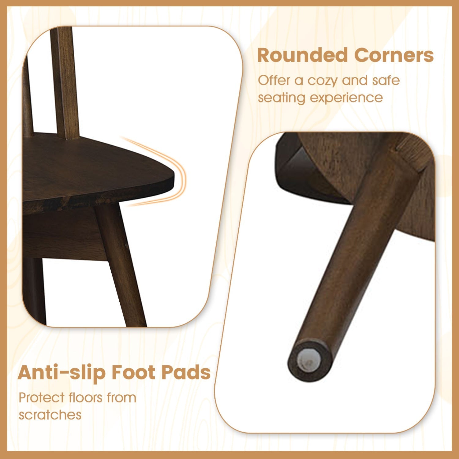 Swivel Windsor Dining Chairs Set of 4 with Solid Rubber Wood Frame