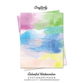Colorful Watercolor Stationery Paper: Cute Letter Writing Paper for Home, Office, 25 Count, Art Print - Paperback