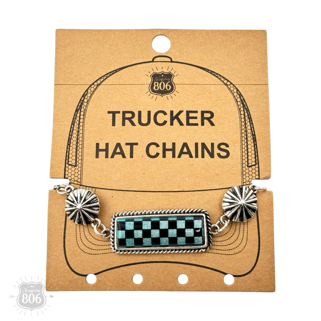 Checkerboard charm trucker hat chain
