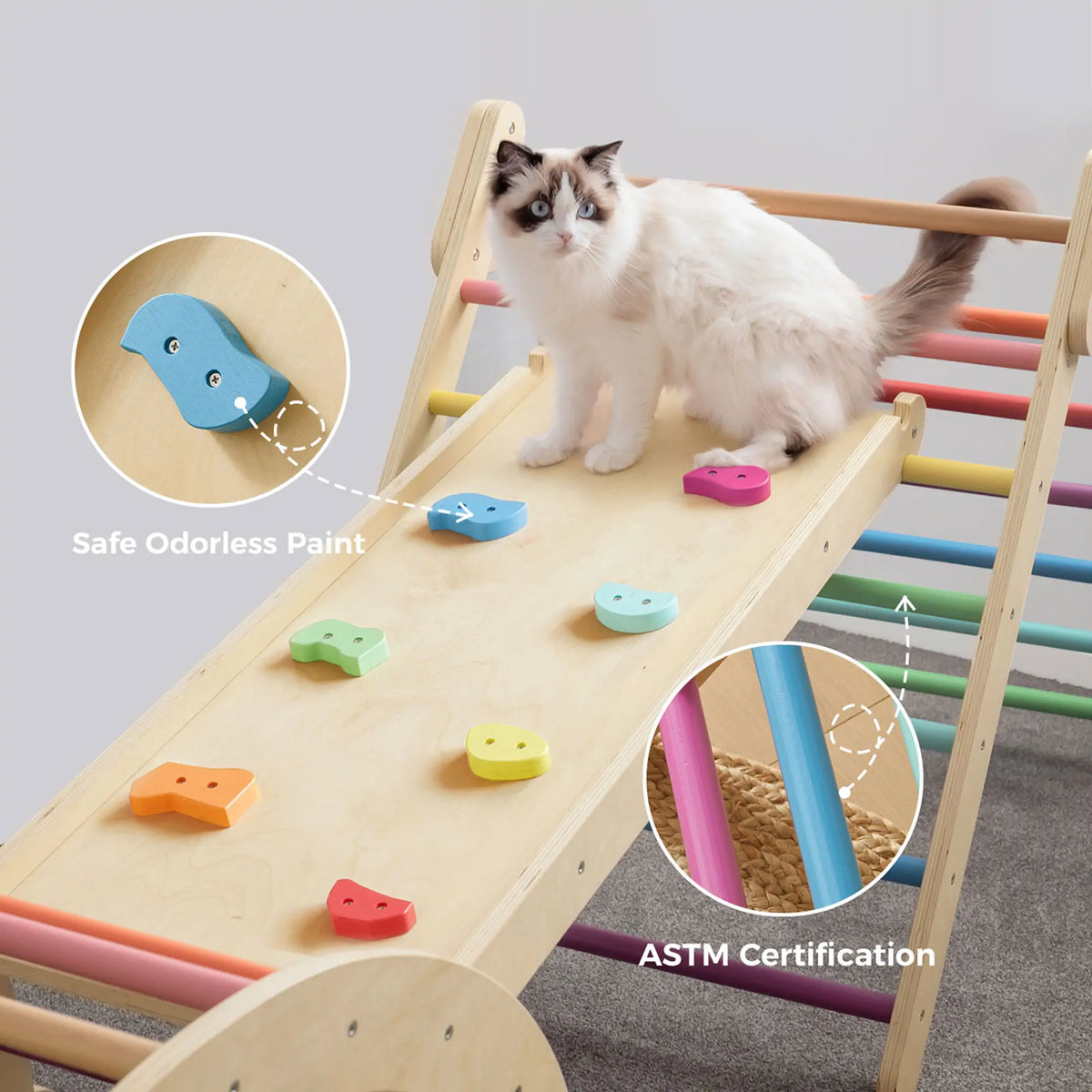 Tiny Land® Pikler Triangle 7-in-1 Montessori Climbing Set