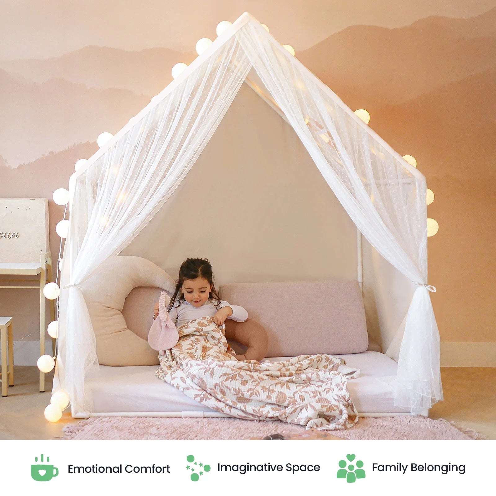 Tiny Land® Kids Tent – Large Cozy Tent with Star Lights