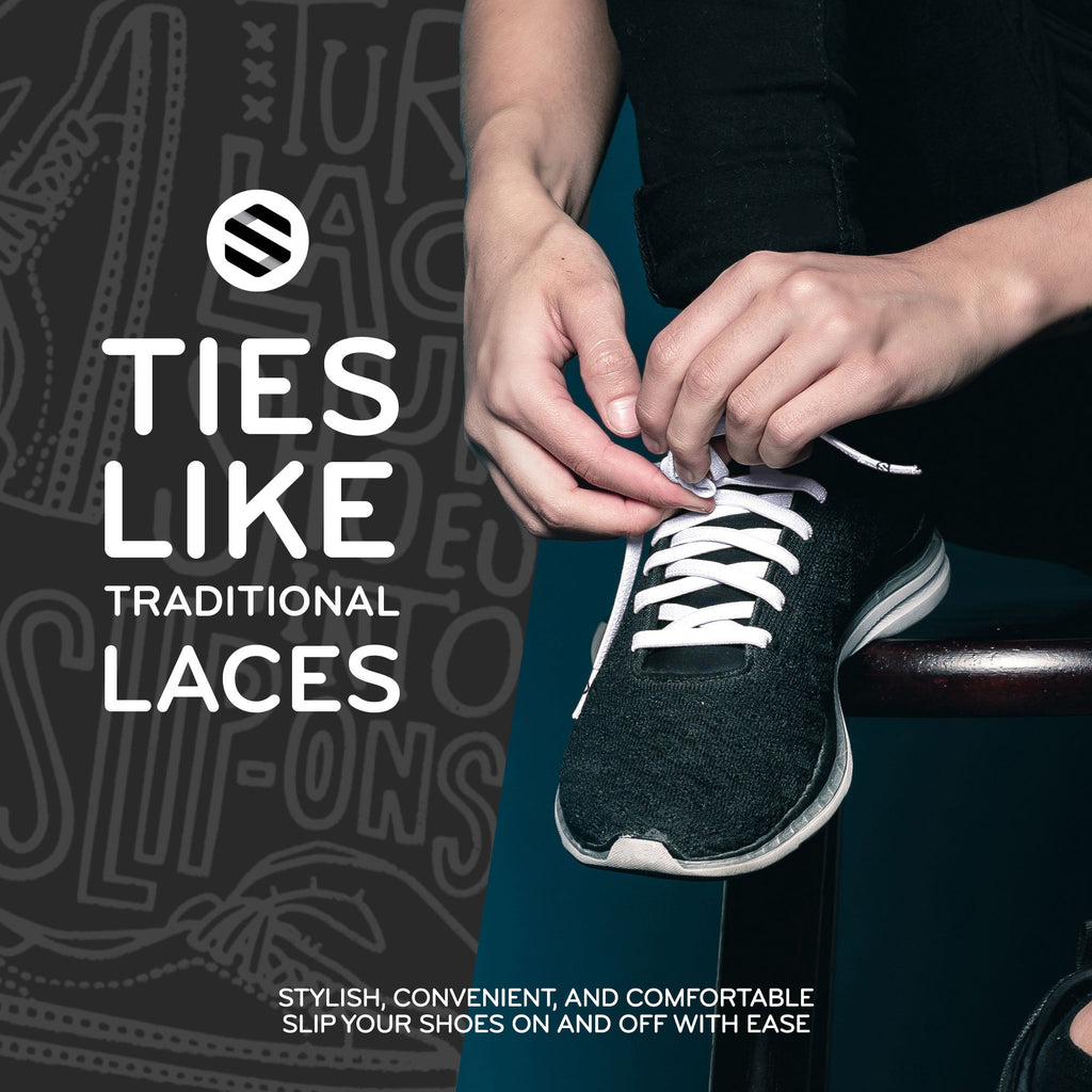 White Flat Elastic Stretch Shoelaces