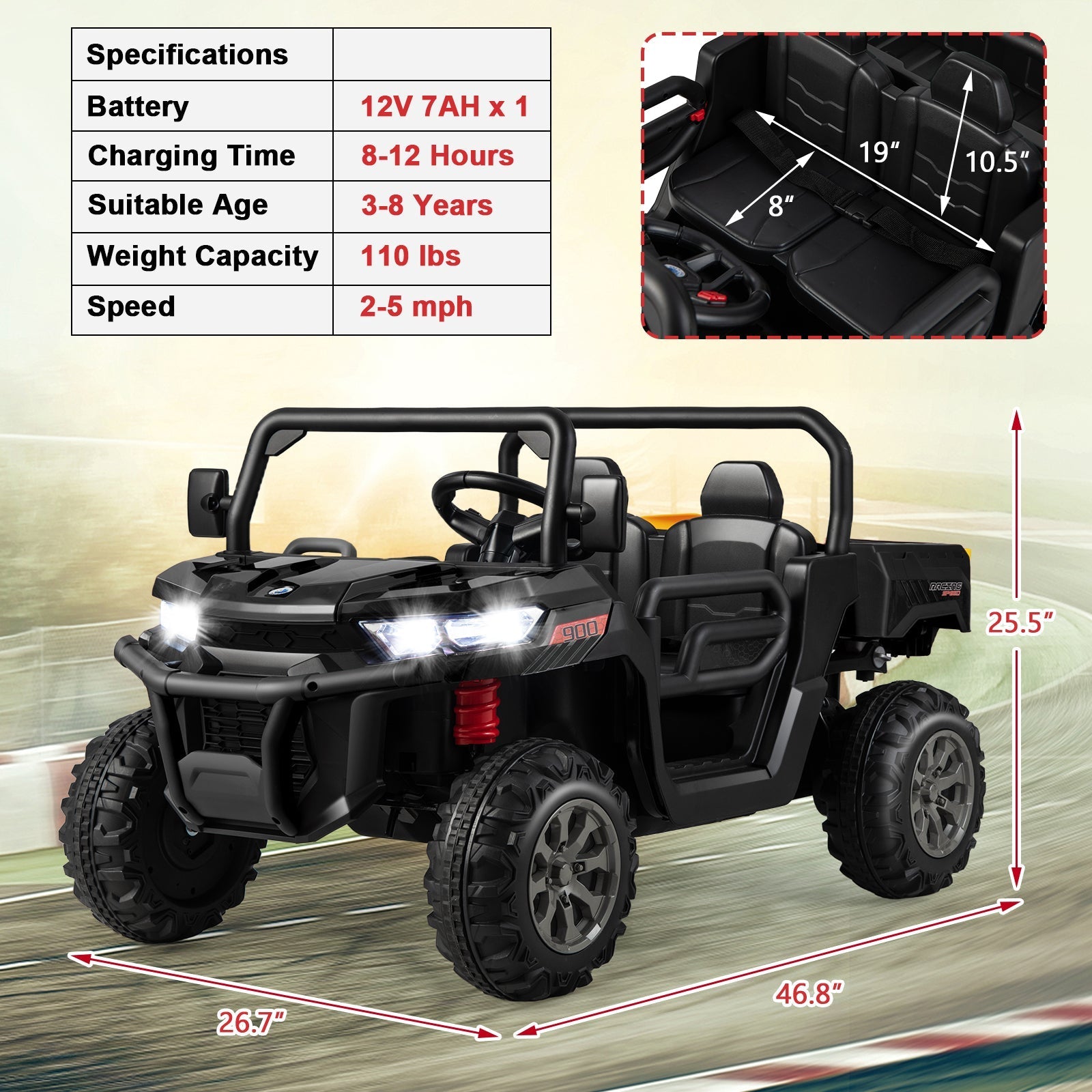 12V 2-Seater Kids Ride On Dump Truck with Dump Bed and Shovel