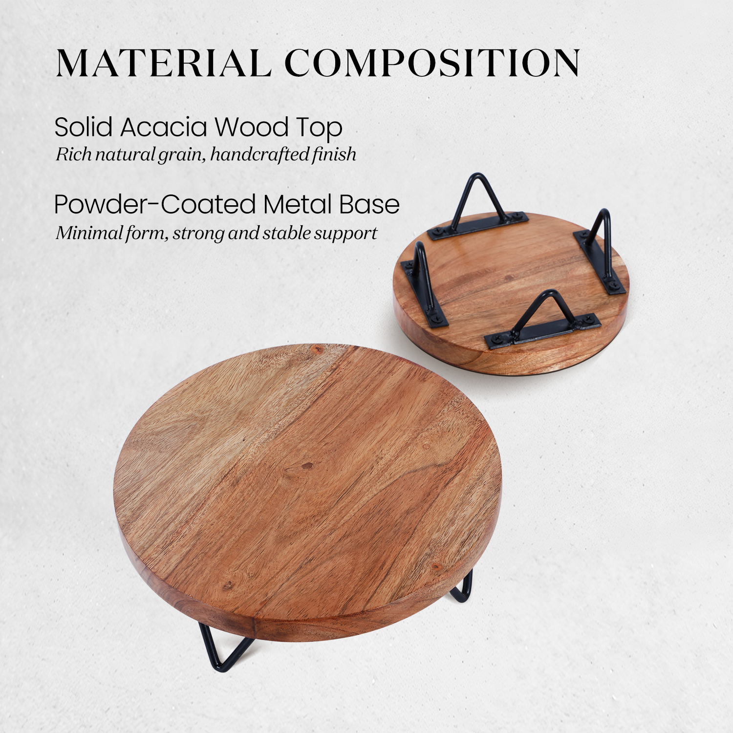 Wood Riser Set of 2 Round Trivet Display Stand 6" 8" Decor