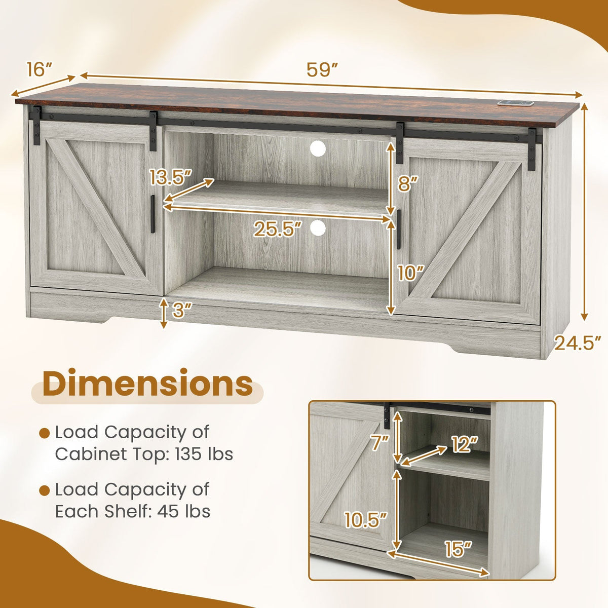 TV Stand for 65 Inch TVs Media Console Table for Living Room