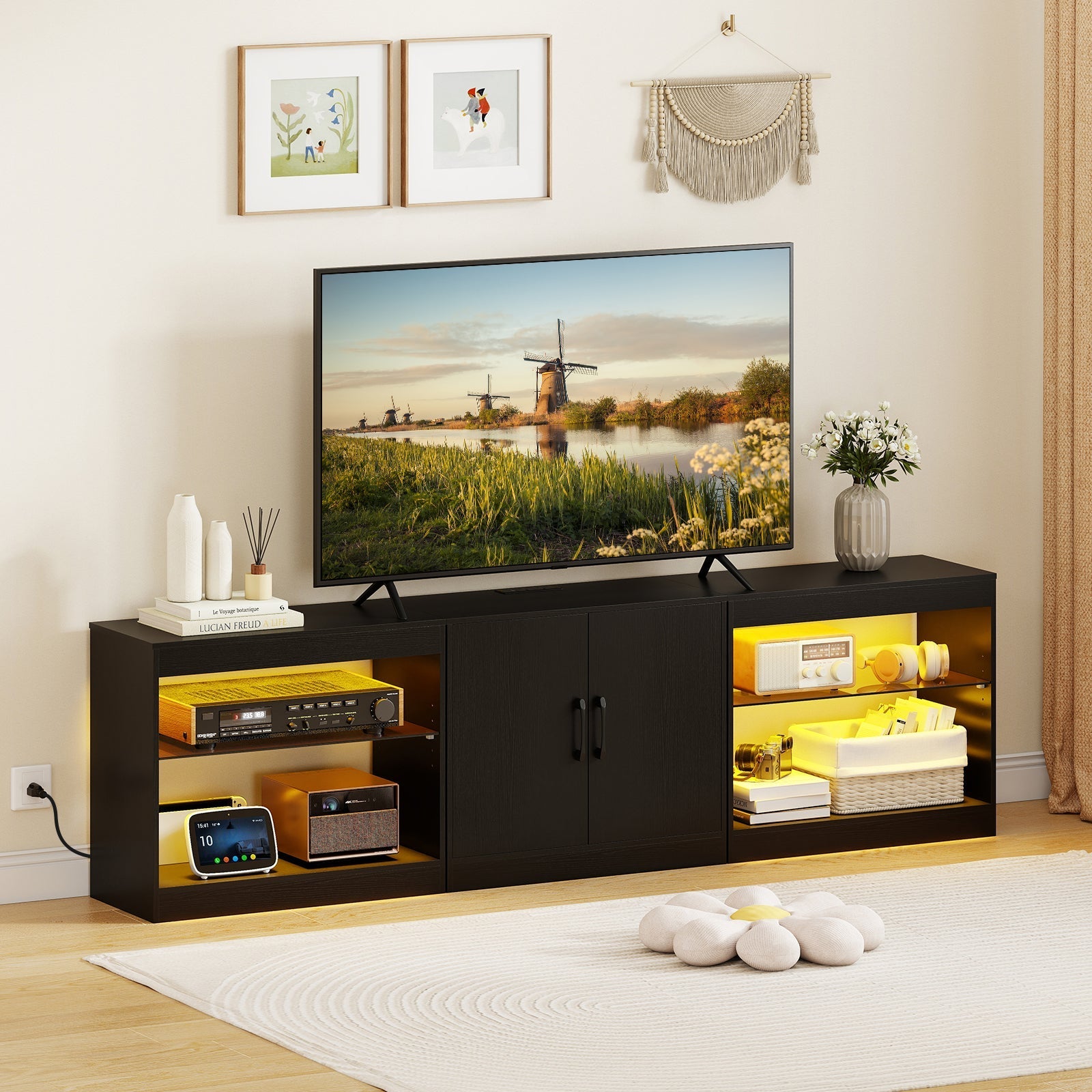 TV Stand for TVs up to 85 Inches LED Entertainment Center with Power Outlets
