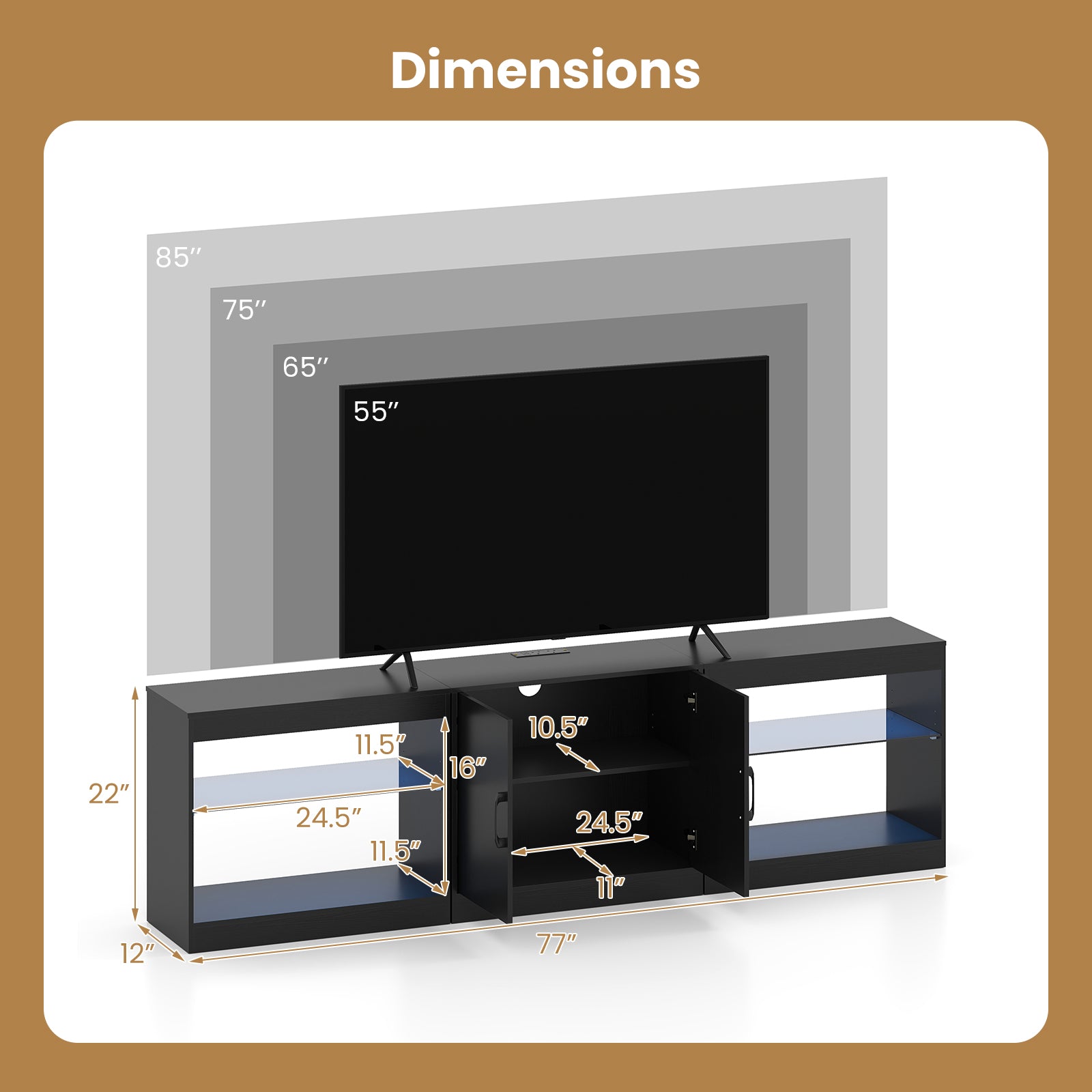 TV Stand for TVs up to 85 Inches LED Entertainment Center with Power Outlets