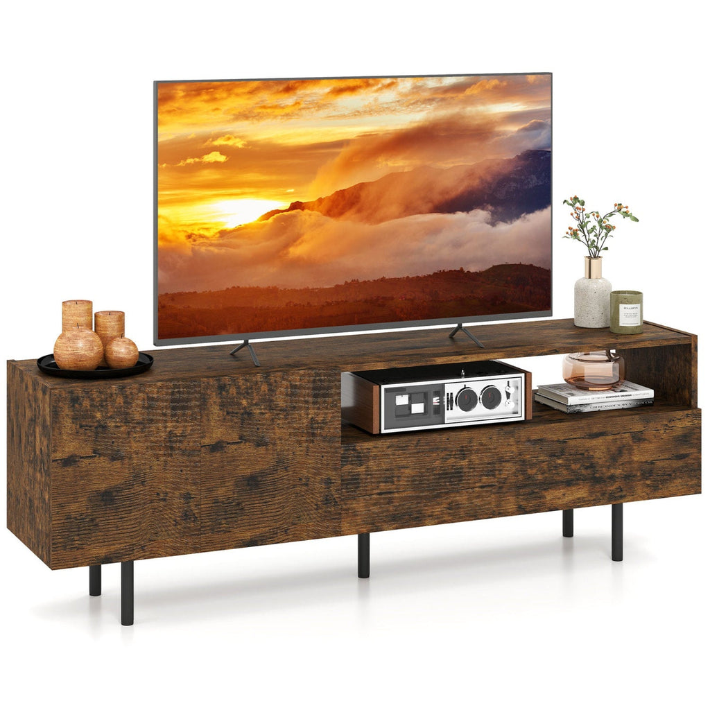TV Stand for TVs up to 70" with Storage Cabinet and Metal Legs