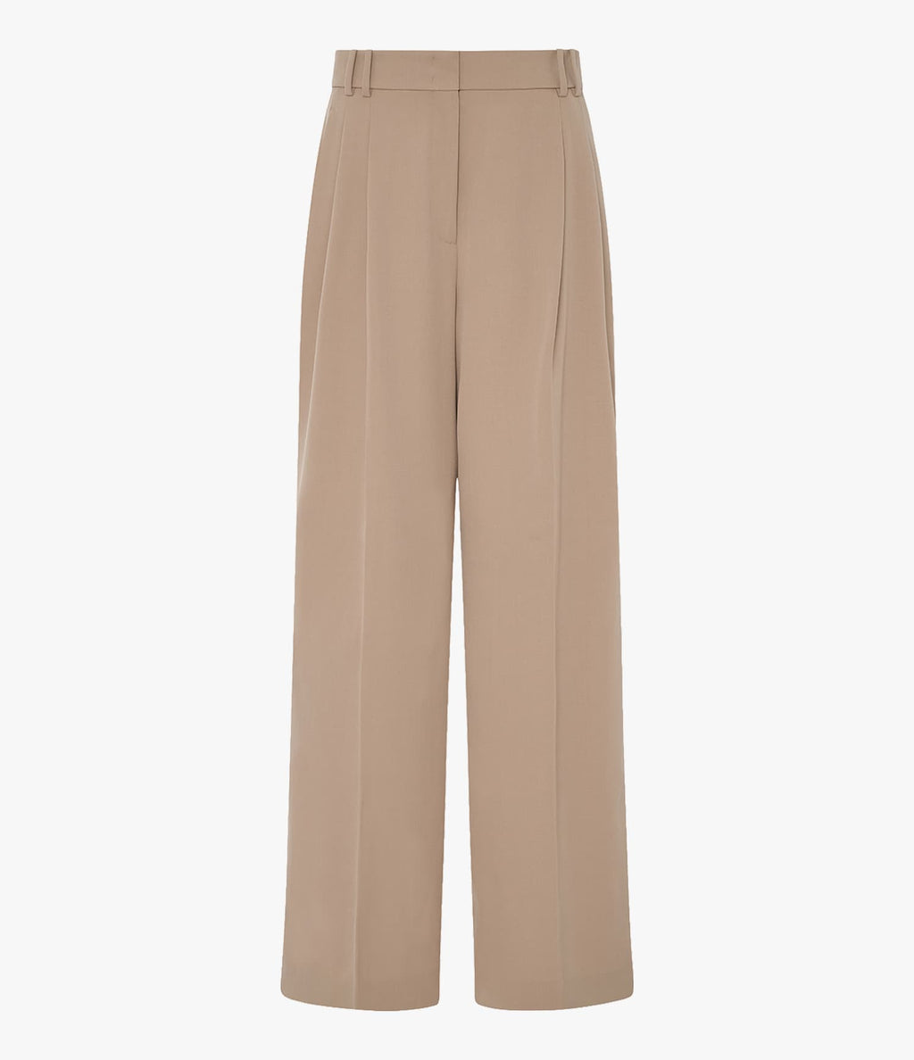 Twill Pleated Trouser | Camel