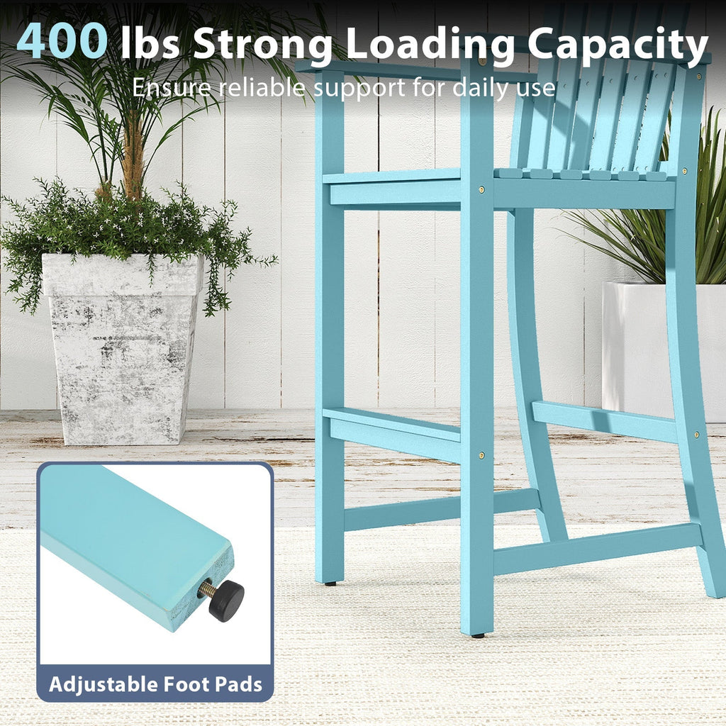 Tall Adirondack Chair with Armrests and Footrest for Deck