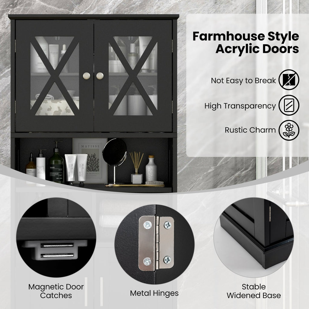 Tall Bathroom Cabinet Large Floor Storage Cabinet with Acrylic Doors and 3 Cubes