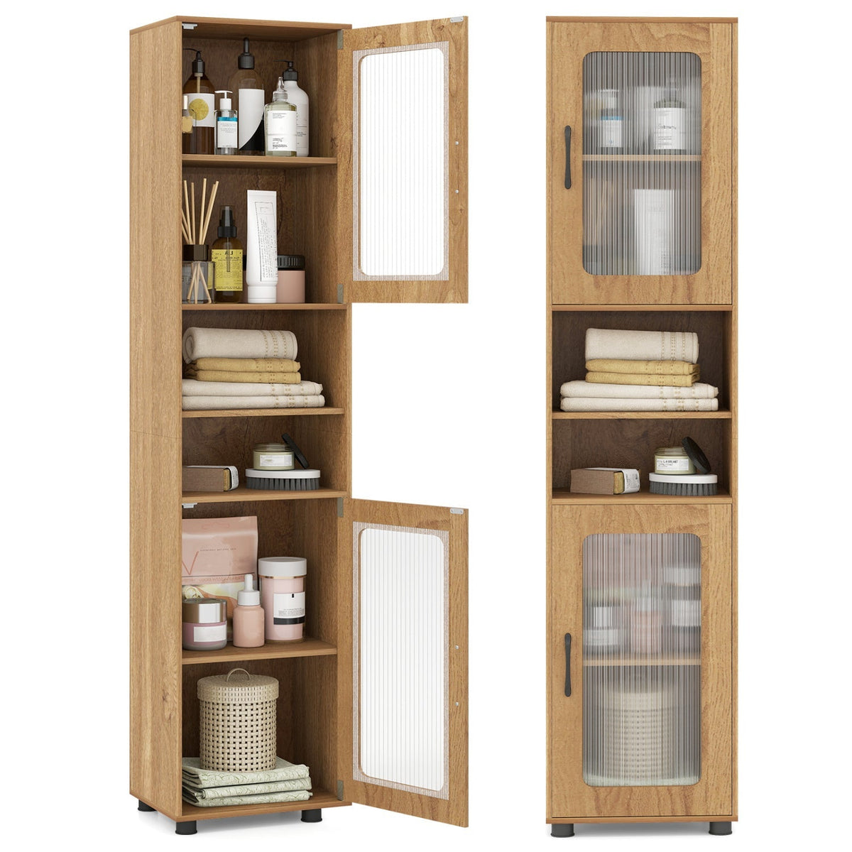 Tall Bathroom Storage Cabinet 67 Inches Freestanding Storage Organizer
