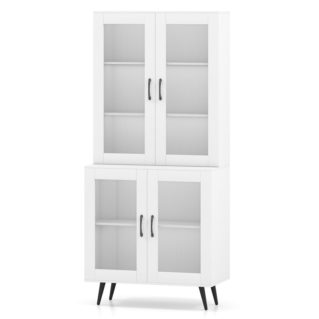 70.5 inch Tall Kitchen Pantry Cabinet Cupboard with 4 Transparent Doors