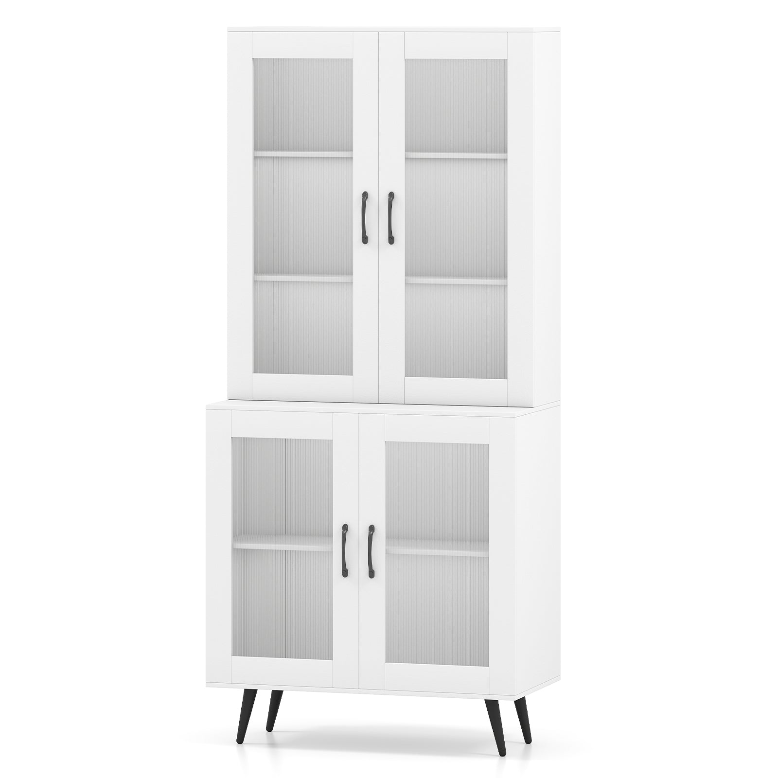 70.5 inch Tall Kitchen Pantry Cabinet Cupboard with 4 Transparent Doors