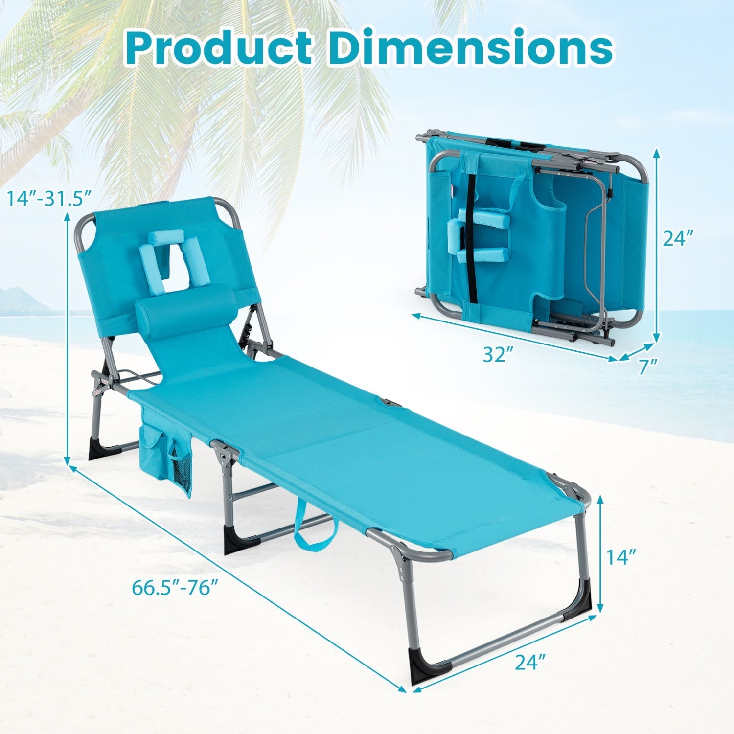 Tanning Chair with Face Arm Holes Folding Chair