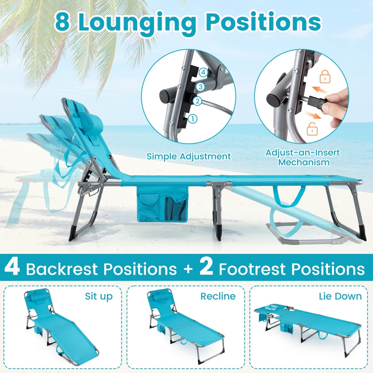 Tanning Chair with Face Arm Holes Folding Chair