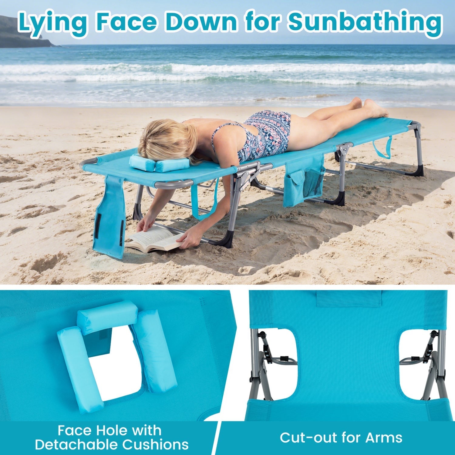 Tanning Chair with Face Arm Holes Folding Chair