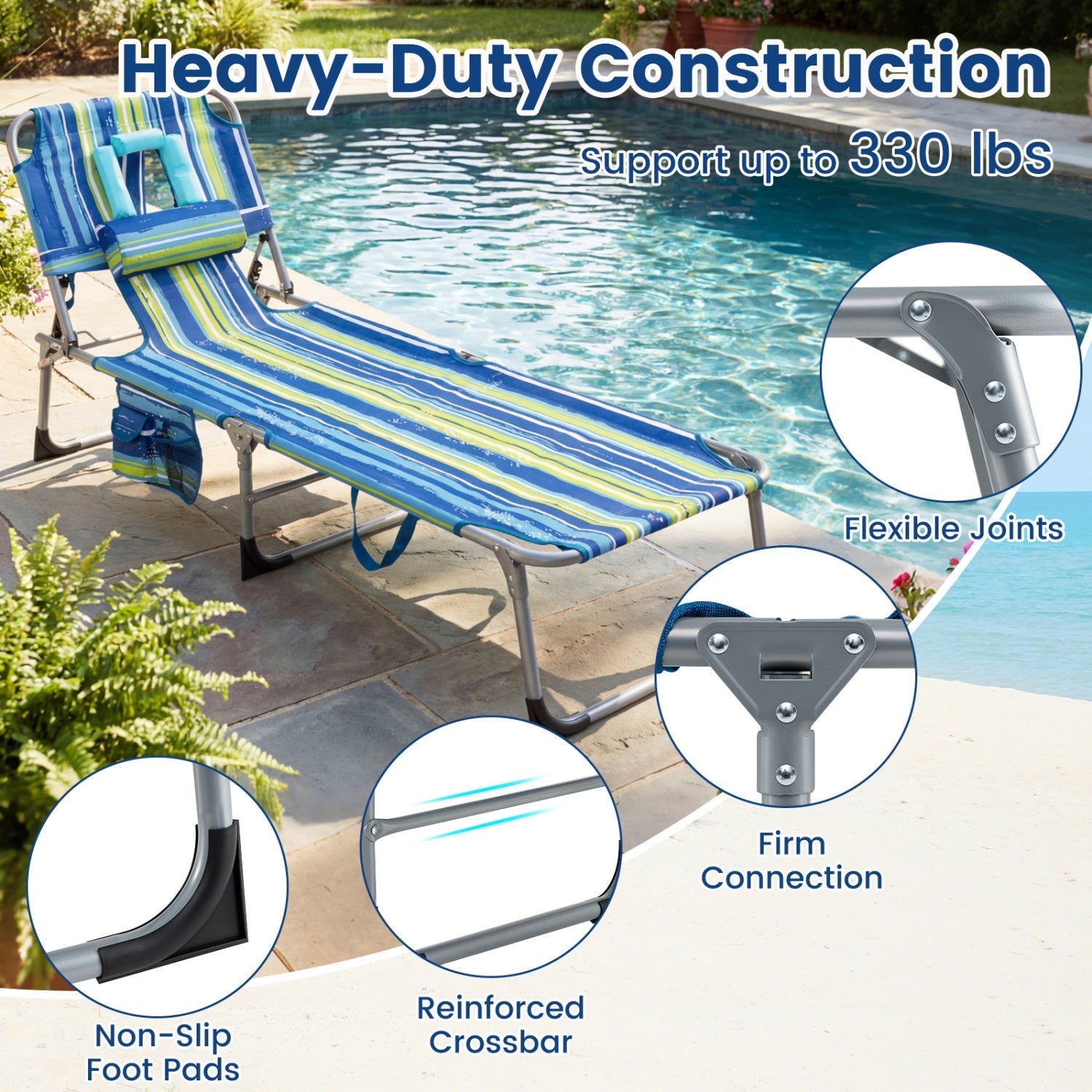 Tanning Chair with Face Arm Holes Folding Chair