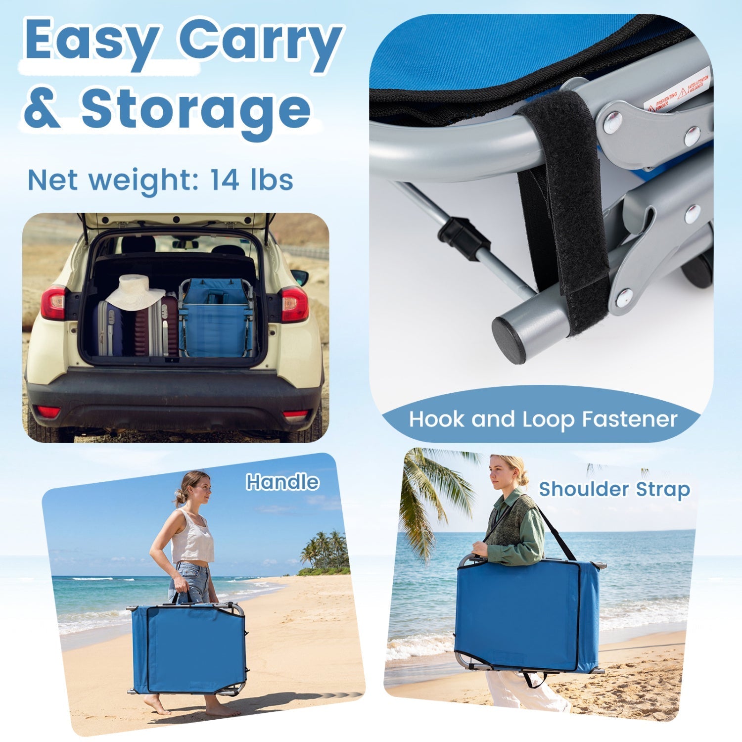 Tanning Chair with Face Arm Holes Portable Sunbathing Chair
