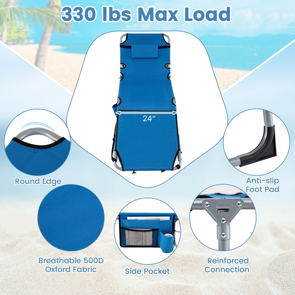 Tanning Chair with Face Arm Holes Portable Sunbathing Chair