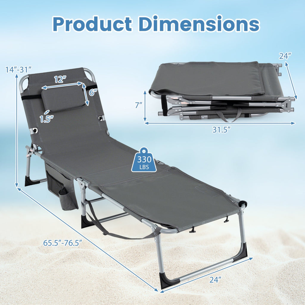 Tanning Chair with Face Arm Holes Portable Sunbathing Chair