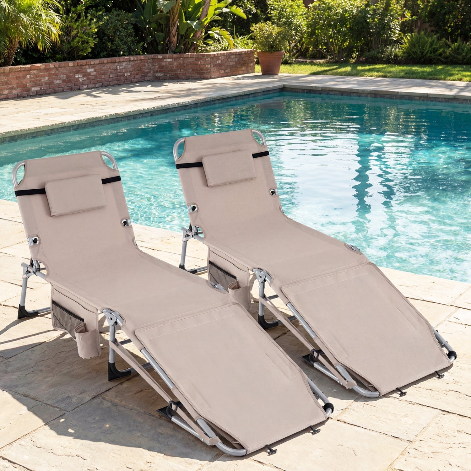 Tanning Chair with Face Arm Holes Portable Sunbathing Chair