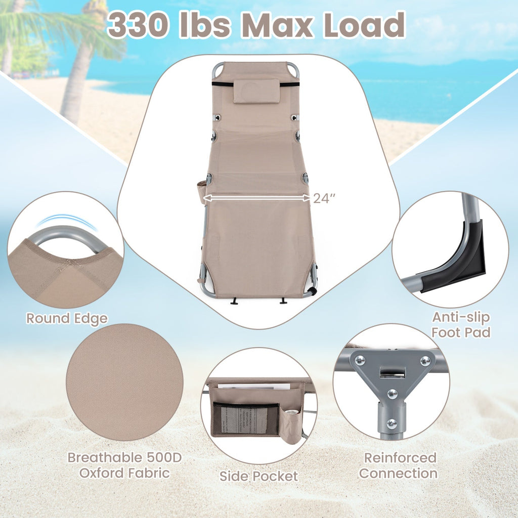 Tanning Chair with Face Arm Holes Portable Sunbathing Chair